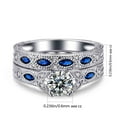 thumbnail image 2 of Ringheart Couple Rings His Her Wedding Ring Sets Matching Rings White Gold Plated Blue CZ Ring Titanium Men Ring, 2 of 7