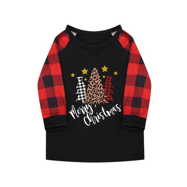 DPTALR Ensemble de Pyjamas de Noël Assortis pour la Famille Pyjamas de Noël pour la Famille Ensemble Haut à Carreaux Rouges et Pantalon Long Ensembles de Vêtements de Nuit