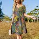 thumbnail image 4 of Vestido de manga corta Scottish Terrier, vestido largo de verano para mujer, vestido vintage morado, 4 of 7