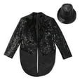 thumbnail image 3 of Alvivi Kids Boys Shiny Sequins Tailcoat Blazer with Fedora Hat Wedding Party Tuxedo Suit Dress Coat Black 14, 3 of 7