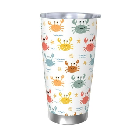 

Uemuo Colorful Crabs Print Travel Coffee Mug 20oz Double-walled Car Cup Stainless Steel Insulated Tumbler Leak-proof Travel Cup Reusable Straw Car Cup-Without Straw