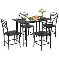 Costway 5 Pcs Modern Dining Table Set 4 Chairs Steel Frame Home Kitchen Furniture Black