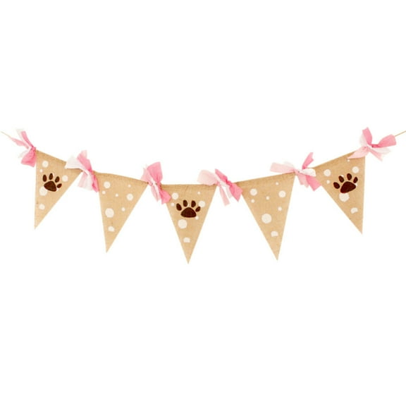 LULULION Assorted Color Dog Party Banner Linen Burlap Bunting for Walls Doors and Outdoor Use