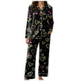 thumbnail image 4 of Drie Cozy Pjs Womens Satin Silky Pajama Set Short Sleeve Shirt with Long Pajama Pant Set Soft PJ Loungewear Yellow,S, 4 of 6