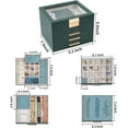 thumbnail image 4 of BOOVO Clear Lid Jewelry Box,4 Layers Jewelry Organizer Large Jewelry Storage Box with 3 Drawers,Jewelry Holder Organzier of Rings Earrings Necklace Bracelets for Women (Dark Green, 4 Layer), 4 of 16