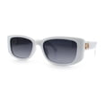 thumbnail image 4 of Womens Narrow Rectangle Mod Luxury Fashion Plastic Sunglasses White - Smoke, 4 of 8