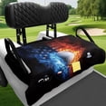 thumbnail image 4 of XYZCANDO Fire American Flag Golf Ball 2-Seat Golf Cart Seat Cover with 4 Pockets - Non-Slip Washable Universal Protector, 4 of 8