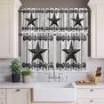 thumbnail image 2 of Country Star Curtain Valances Set Vintage Rust Grey Star Rivet Beige Wood Board Kitchen Curtains 36&nbsp;inch Length Rod Pocket Valance and Tiers 3 Piece Set Small Bedroom Bathroom Laundry Decor, 2 of 9