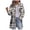 Grey, variant on Woman Rain Jacket,Women's Plaid Shirt Collar Oversized Trench Coat Long Sleeve Drop Shoulder Jacket
