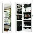 thumbnail image 2 of Gymax Wall Door Mounted Lockable Jewelry Cabinet with LED Lights, White, 2 of 10