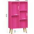 thumbnail image 3 of 5 Cube Bookshelf, 3-Tier Bookcase with Legs, Pink Kids Book Shelf Cute Storage Organizer, Free Standing Open Toy Shelves Modern Bookshelves,Wood Display Bookcases for Bedroom,Living Room, 3 of 7