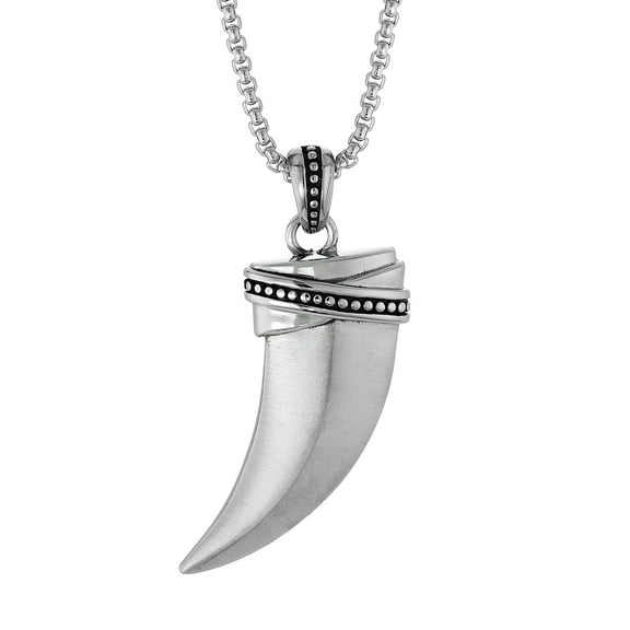 BIG Jewelry Co Stainless Steel Tooth Pendant Necklace with Black Plating