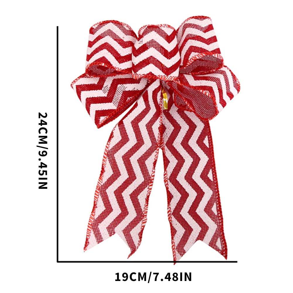 12 Pack Christmas Bows Big Christmas Bows Christmas Wreath Ribbon Bows Tree Bows Decor Burlap Bows Decor Christmas New Year Ornaments, 9.5x6.5 in