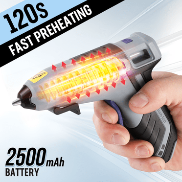 WORKPRO 20V Cordless Hot Glue Gun With 12 Glue Sticks – Rechargeable, Gray