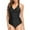 Black, variant on SWSMCLT Women's Ruched One Piece Swimsuit Sexy Twist Front PrintedBathing Suit Padded Halter Long Torso V Neck Black X-Large