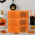 thumbnail image 4 of Halloween Towels 3 Piece Set Embroidered Pumpkin Design Soft Cotton Bathroom Towels Indoor Halloween Decorations, 4 of 6