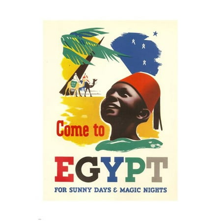 Come To Egypt Vintage Travel Poster 24X36 Colorful Sunny Smiling