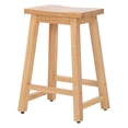 thumbnail image 2 of 24" Inch Solid Wood Saddle Bar Stool, Oak, 2 of 7