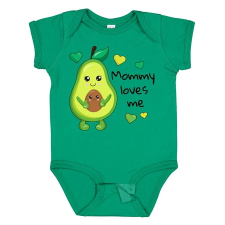 

Inktastic Mommy Loves Me with Avocado Baby and Green Hearts Gift Baby Boy or Baby Girl Bodysuit