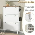 thumbnail image 4 of Shoe Cabinet with 3 Flip Drawers,Wooden Grain Pattern Top Entryway Organizer with 3 Hooks,Free Standing Shoe Rack with Adjustable Panel for Hallway,White, 4 of 9
