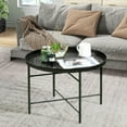 thumbnail image 2 of Spaco 24" Round Center Table, Coffee Table with Hammered Tray Top and Metal Frame for Indoor, Black, 2 of 11