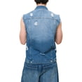 thumbnail image 7 of Victorious Men's Classic Distressed Biker Denim Jean Vest DK101 - Indigo - 2X-Large, 7 of 7