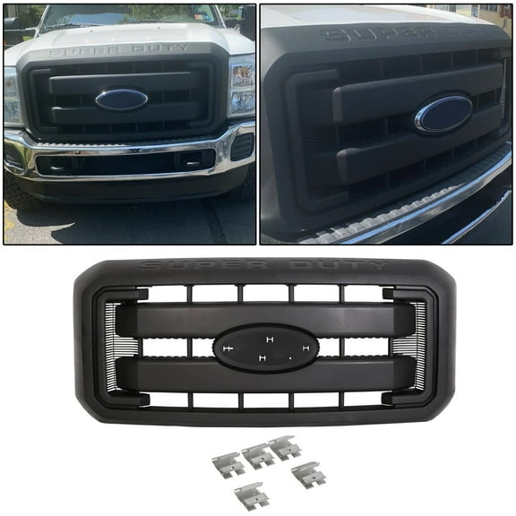 KOJEM Front Radiator Grill Hood Grille for 2011-2016 Ford F250 F350 F450 F550 Super Duty Black Replace For BC3Z8200G - Without Center Emblem