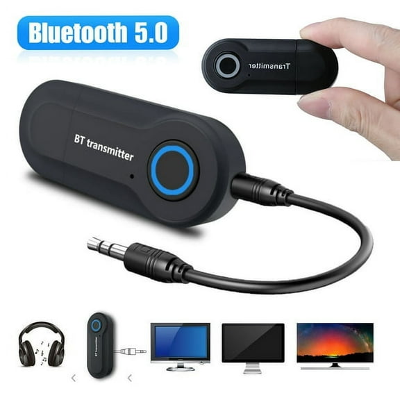 MesaSe Bluetooth Wireless Audio Transmitter for TV, PC,CD Player, iPod, Music Player - Portable USB Bluetooth 5.0 Music Transmitter 3.5mm Adapter for Home Car Stereo Equipment, Plug&Play