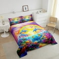 thumbnail image 4 of Erosebridal Blue Dolphin Bedding Sets Twin with Comforter, Colorful Coral Duvet Insert, Sunset Rainbow Decor, Microfiber 2pcs, 4 of 8