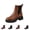 02#Black, variant on Trendy Smoked Pipe Chelsea Booties Women's Round Toe Dual Elastic Gore Slip On Chunky Lug Platform Sole Smooth Leather British Fashion Short Ankle Footwear