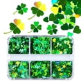 thumbnail image 5 of Accesorios para decoración de uñas, caja pequeña de 6 celdas con lentejuelas verdes de cuatro hojas para realzar las uñas, ideal para el Día de San Patricio. Lentejuelas., 5 of 5