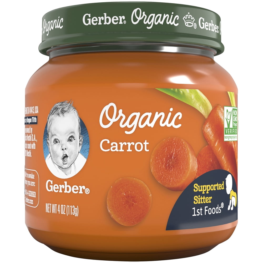 Gerber 1st Foods Organic Carrot Baby Food, 4 oz Jars, 10