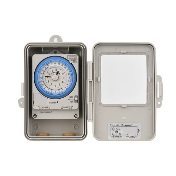 TFixol Mechanical 24 Hours Timer Switch IP53 Rating Programmable Electrical Timer Switch Box AC 100-240V 15 Minutes Interval 96 Times ON/ OFF with Mounting Hole Dustproof Waterproof Cover