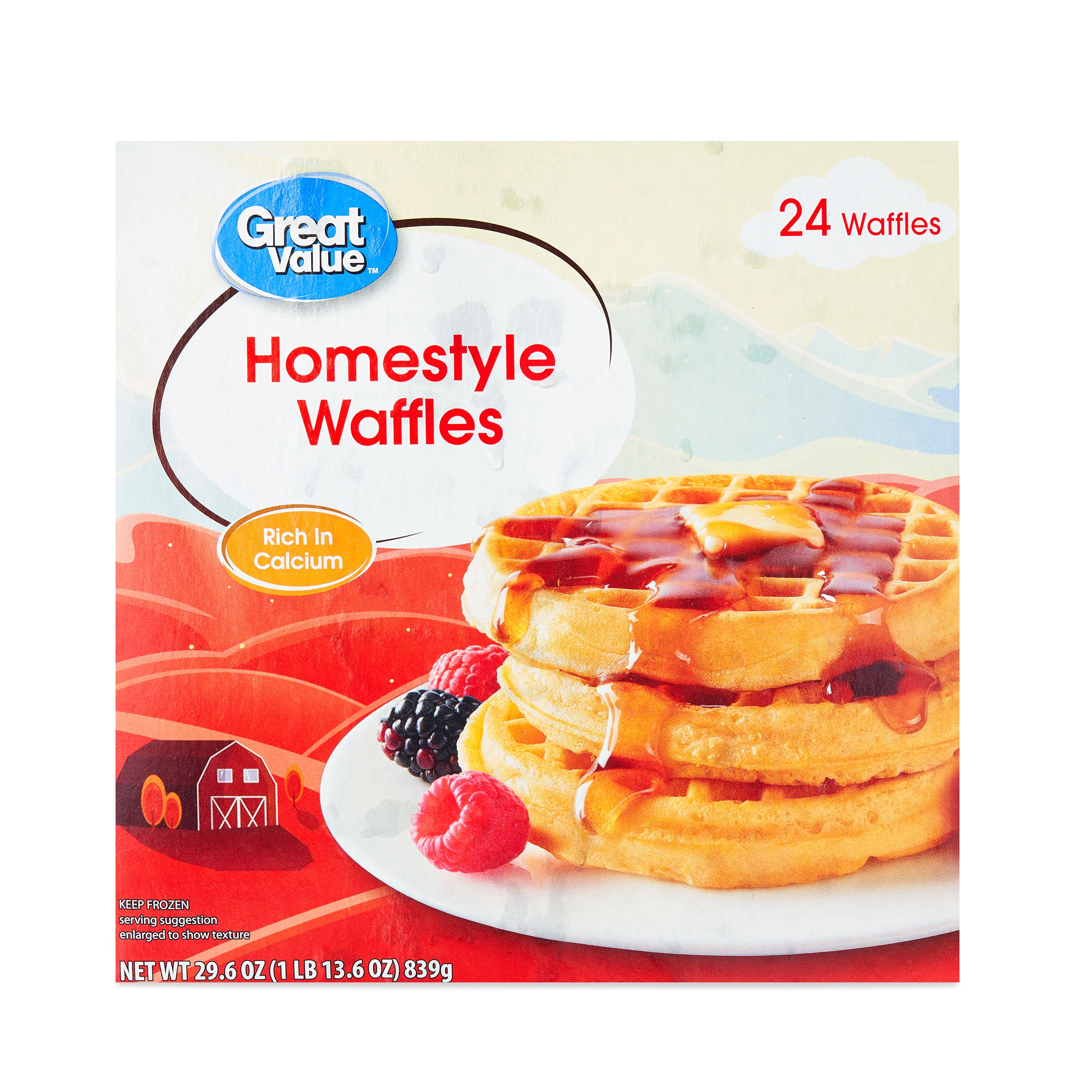 Great Value Waffles, Homestyle, 29.6 oz, 24 Count