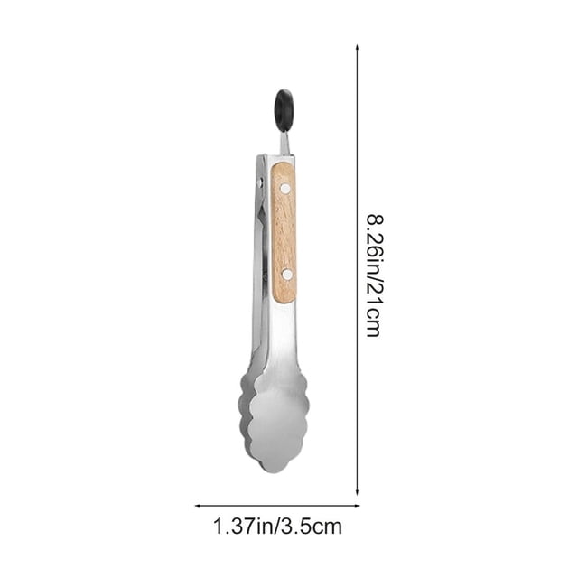 Yhmxh Utensilios de cocina Pinzas de acero inoxidable con mango de madera para servir pan, carne y barbacoa. Utensilios de cocina duraderos y antideslizantes. Muebles para cocina