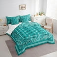 thumbnail image 3 of Homewish Paisley Pattern 7-Piece Twin Bedding Sets,Retro Boho Style Bedding Comforter Set,Cyan White Sheet Sets For Adults,Breathable Home Decor Reversible, 3 of 8