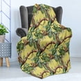 thumbnail image 4 of Watercolor Soft Flannel Fleece Throw Blanket, Leopards in the Jungle Tropical Scene Tree Branches and Leaves, Cozy Plush for Indoor and Outdoor Use, 70" x 90", Yellow Green Pale Yellow, by Ambesonne, 4 of 5