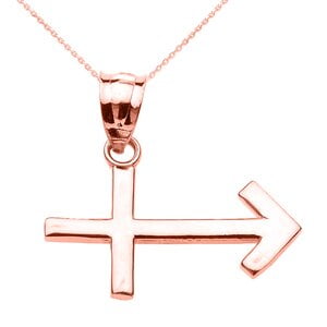 Rose Gold Sagittarius December Zodiac Sign Pendant Necklace : 10K Pendant with 16" chain