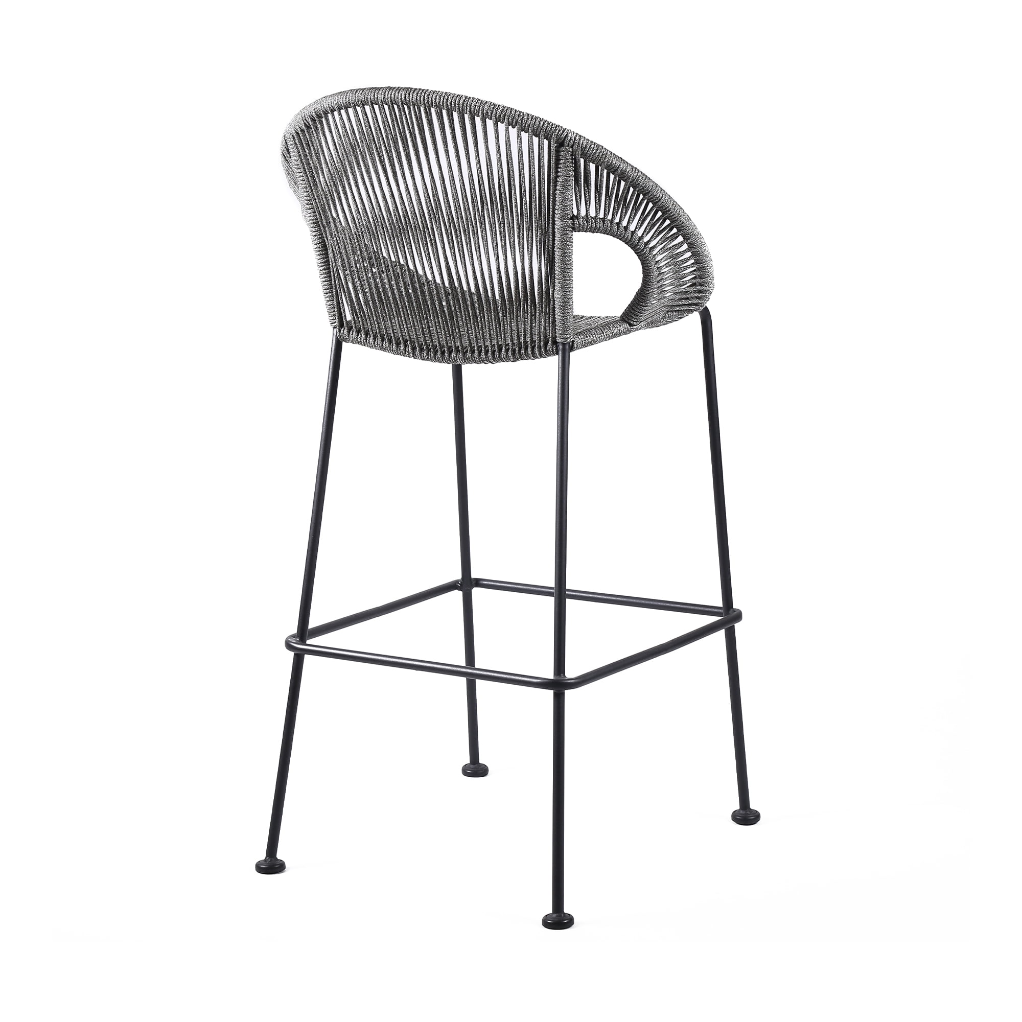 Acapulco 30" Indoor Outdoor Steel Bar Stool with Gray Rope - Set of 2