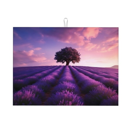 

Adobk Lavender Field Sunset Print Microfiber Dish Drying Mat Baby Bottle Drying Mat Kitchen Counter Dish Mat Super Absorbent