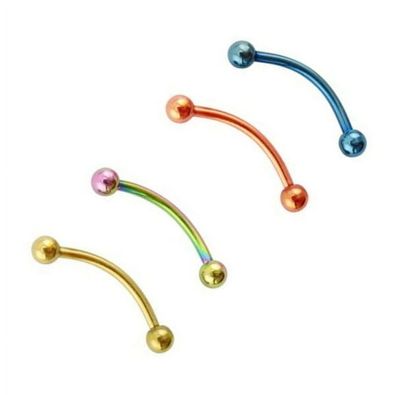 Pair of Snake Eyes 16G Tongue Barbell Surgical Steel Anodized - 10 Colors
