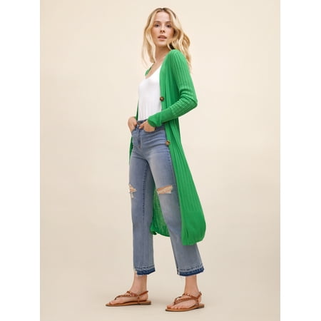 Scoop Women’s Long Cardigan Button Front Knit Sweater
