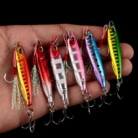 6 Pack Metal Jig Lure Shore Casting Spoon Jigging Bass Saltwater Fishing Tackle
