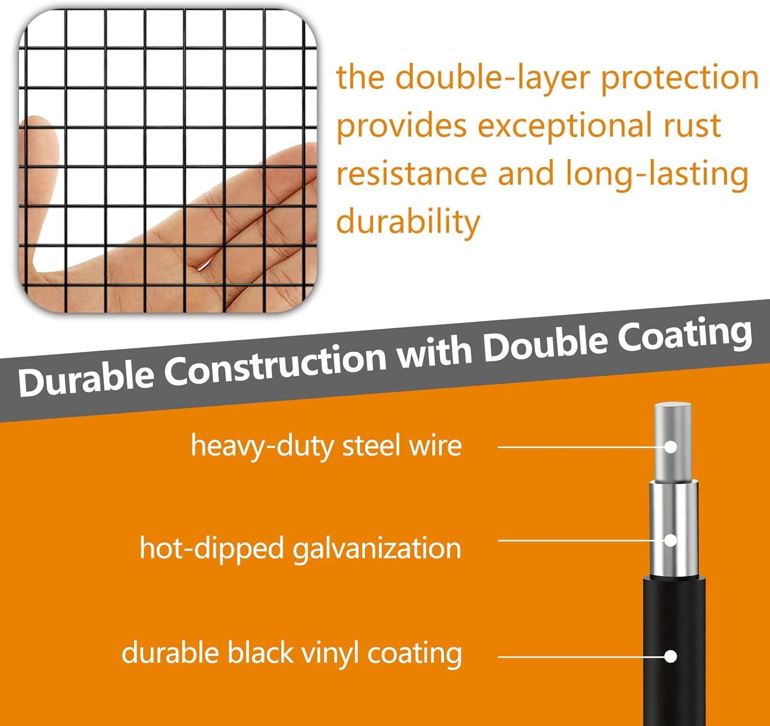DEA Black 19 Gauge 1/2 Inch Hardware Cloth - Vinyl Coated Welded Wire Mesh Roll - Duty Rust Proof Fencing for Gardens, Poultry Animal Netting Cage Screen (Black 1/2 16inx10Ft)