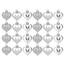 Gnwei 24pcs Heart Ornaments for Christmas Decorations, Heart Shaped Hanging Ornaments for Valentine's Day Wedding Decor Christmas Tree Anniversary Mother's Day Party Decorations