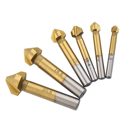 

HSS 6Pieces Countersink Steel 90 Degree Flute Chamfer Metric Drill Bit For Lower Hardness Material Titanium Surface
