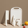 thumbnail image 3 of Ikohbadg Travel Cutting Board Set, Kitchen Small Tool Chopping Board, 4 Pcs Portable Mini Camping Plastic Cutting Board Set & Stainless Steel Knife with Sheath, Fruits & Vegetable Peeler, White, 3 of 9