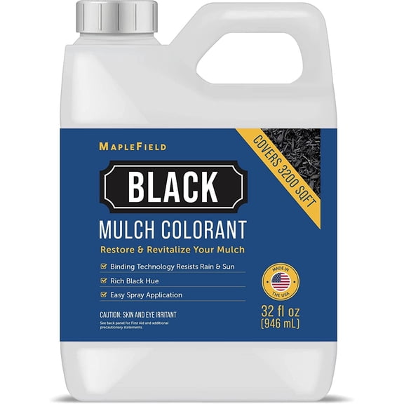 Maplefield Ultra Concentrated Black Mulch Dye Colorant for Black Rubber & Cedar Wood Chips - Pine Straw Dye
