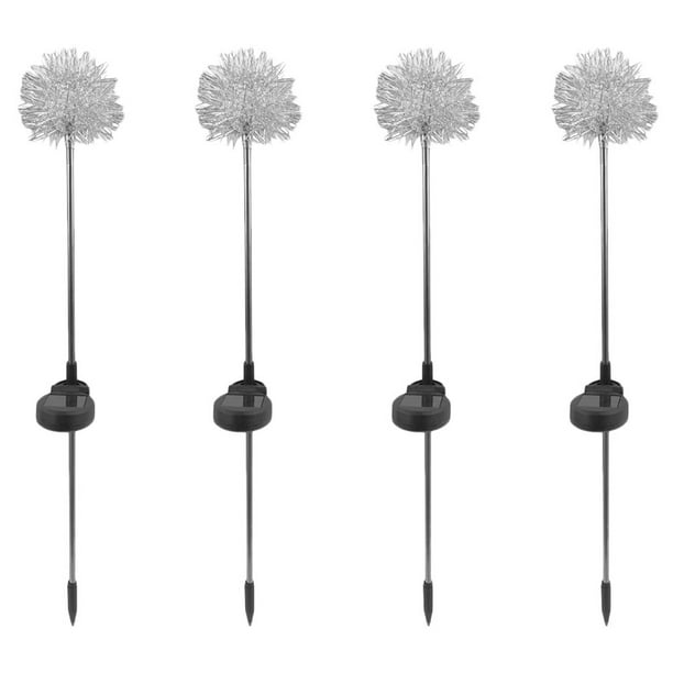 4 piezas de luz solar LED con forma de diente de león, luces decorativas para jardín, luz de suelo para césped