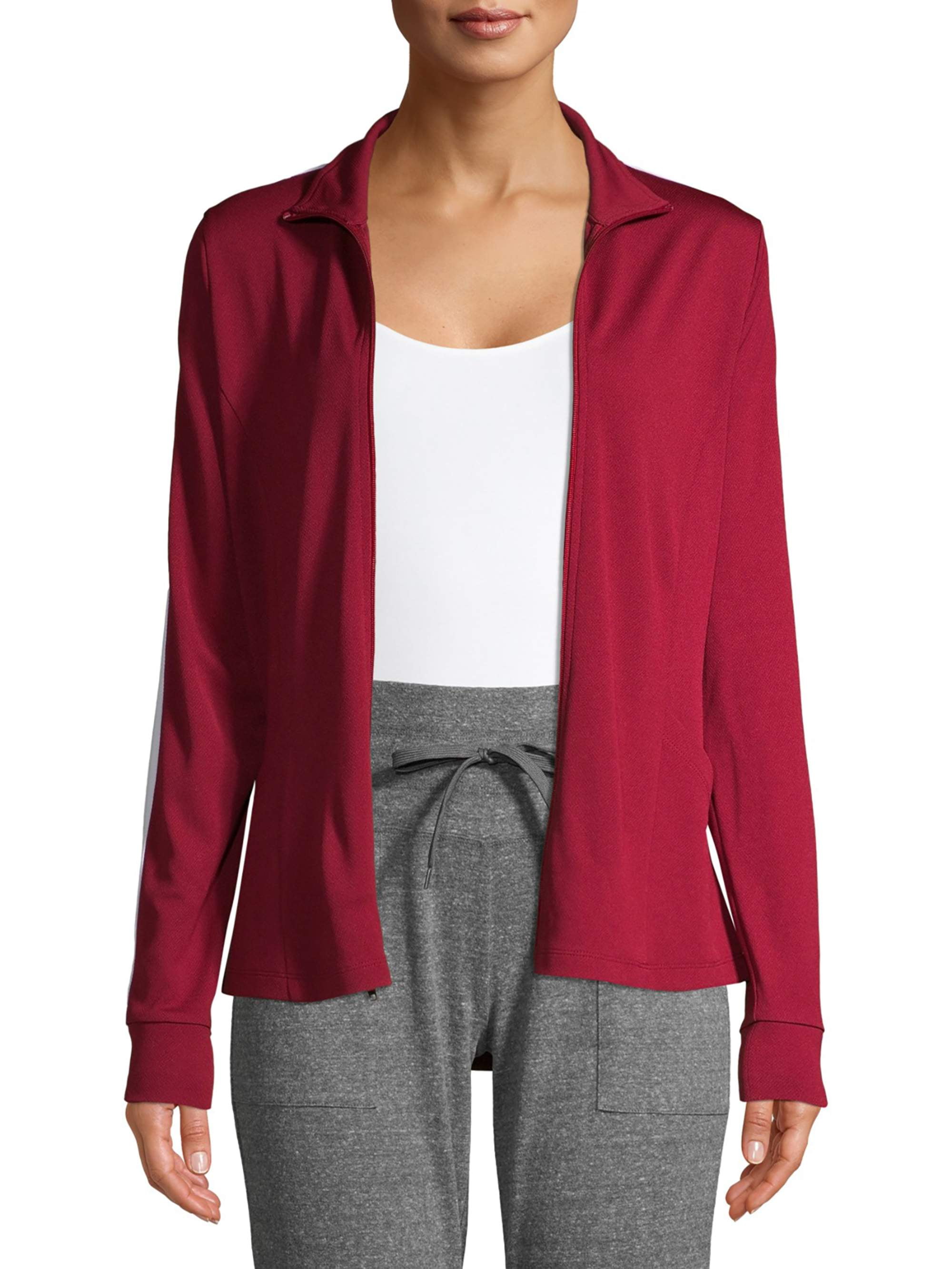 Athletic Works Women's Athleisure Track Jacket with Contrast Stripes